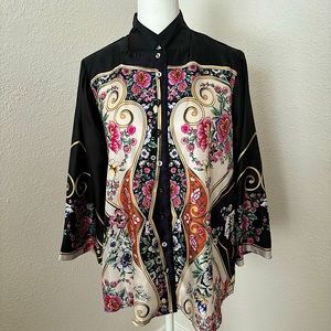 Johnny Was Peda Twill Blouse in Silk Size XS